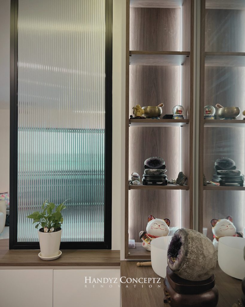 HDB Fluted Glass Panel In Living Room