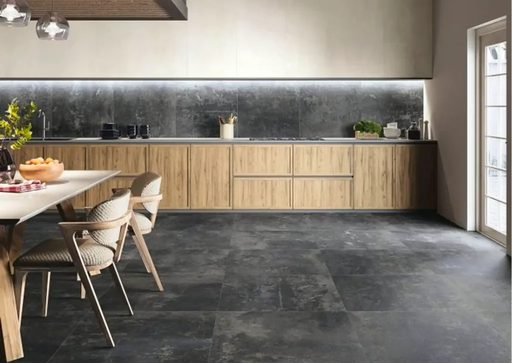 Dark Tile Kitchen Floor, Bold and Stylish